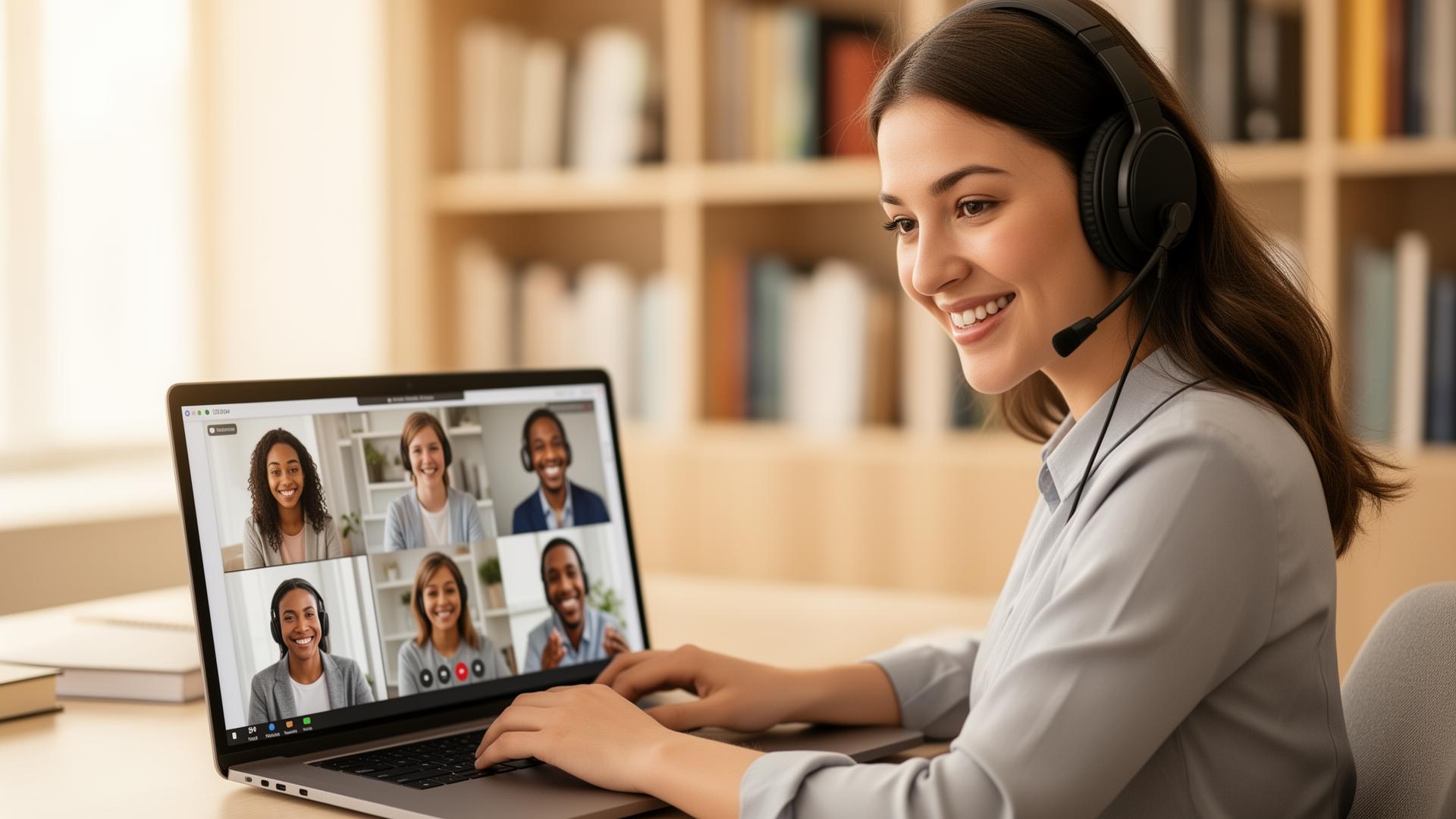 Expert online tutor delivering a personalized lesson to international students